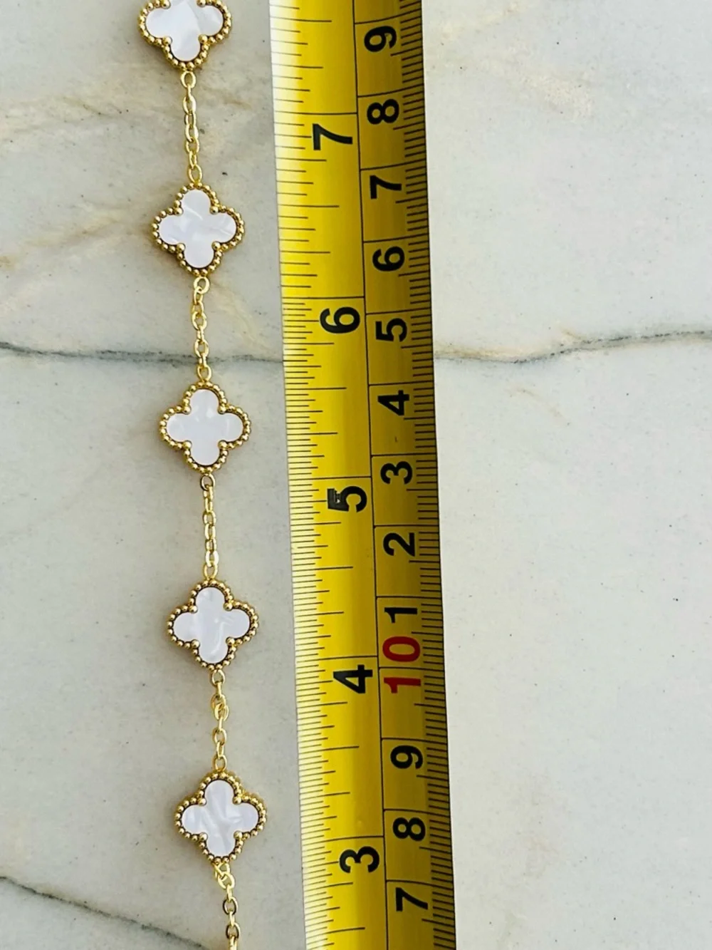 Gold Clover‎ Link Bracelet with White Mother-of-Pearl Accents